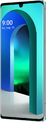 LG Velvet groen voorkant rechterzijkant