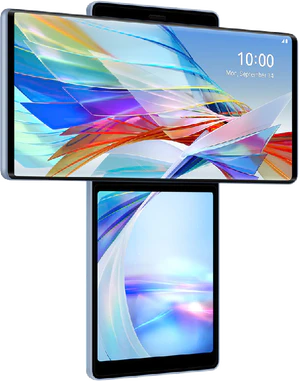 LG Wing blå front venstre side Åbnet