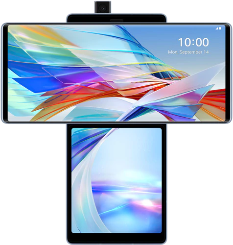 LG Wing blauw voorkant geopend