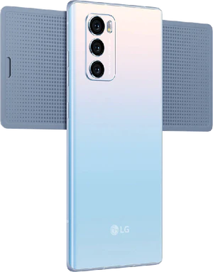 LG Wing blå bagside højre side Åbnet