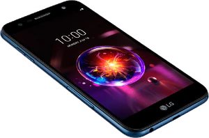 LG X power 3 blauw voorkant linkerzijkant onderkant schuin