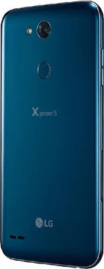 LG X power 3 blauw achterkant linkerzijkant