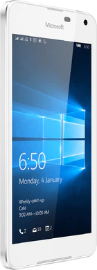 Microsoft Lumia 650 Dual SIM wit voorkant linkerzijkant