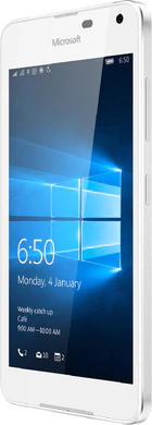 Microsoft Lumia 650 bianco copertina frontale lato destro