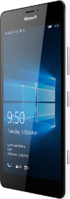 Microsoft Lumia 950 Dual SIM wit voorkant rechterzijkant