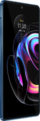 Motorola edge 20 Pro vegan blauw voorkant linkerzijkant