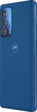 Motorola edge 20 Pro vegan blauw achterkant linkerzijkant