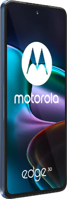 Motorola edge 30 blauw voorkant linkerzijkant