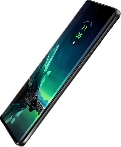 Motorola edge 40 neo zwart voorkant rechterzijkant schuin