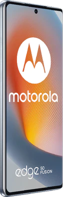 Motorola edge 50 fusion blauw voorkant linkerzijkant