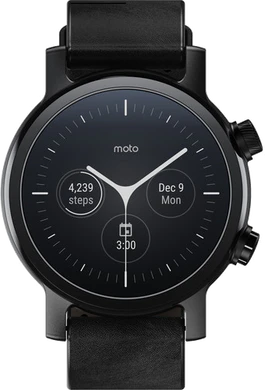 Moto rola Moto 360 3rd Gen zwart leather voorkant