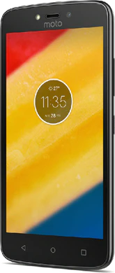 Moto rola Moto C Plus negro tapa delantera lado derecho