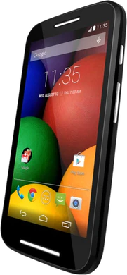 Moto rola Moto E svart front snett höger sida