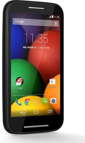 Moto rola Moto E front tilted ed left side