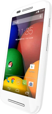 Moto rola Moto E vit snett höger sida