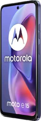 Moto rola Moto E15 purple front right side