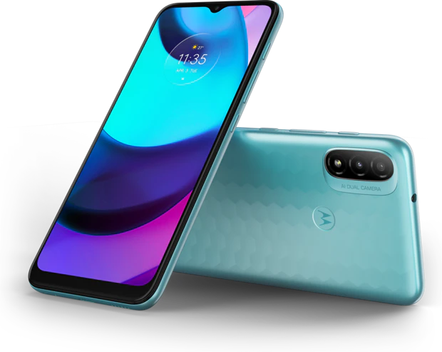 Moto rola Moto E20 blauw overzicht