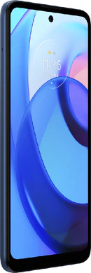 Moto rola Moto E30 blauw voorkant linkerzijkant