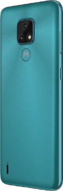 Moto rola Moto E7 groen achterkant linkerzijkant