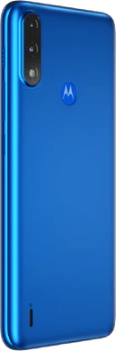 Moto rola Moto E7i Power blauw achterkant rechterzijkant