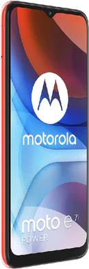 Moto rola Moto E7i Power rood voorkant linkerzijkant