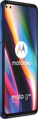 Motorola Moto G 5G Plus sininen etupuolella vasen puoli