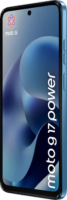 Moto rola Moto G17 Power sininen etupuolella oikea puoli