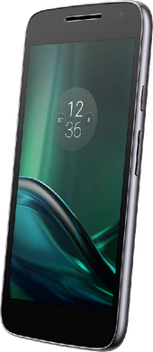 Moto rola Moto G4 Play musta etupuolella oikea puoli