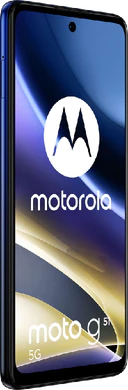 Moto rola Moto G51 5G blauw voorkant linkerzijkant