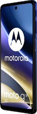 Moto rola Moto G51 5G blauw voorkant rechterzijkant