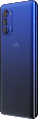 Moto rola Moto G51 5G blauw achterkant linkerzijkant