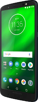 Moto rola Moto G6 Plus blå front höger sida