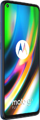 Moto rola Moto G9 Plus blauw voorkant linkerzijkant
