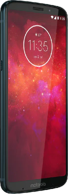 Moto rola Moto Z3 Play blauw voorkant linkerzijkant