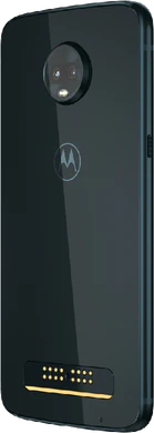 Moto rola Moto Z3 Play blauw achterkant linkerzijkant