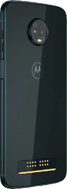 Moto rola Moto Z3 Play blauw achterkant rechterzijkant