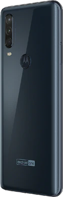 Motorola One Action blauw achterkant linkerzijkant