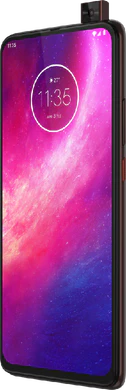 Motorola One Hyper red front right side opened