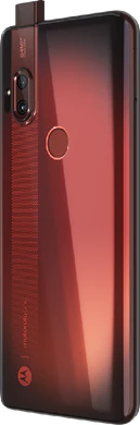 Motorola One Hyper red back left side opened