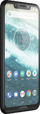 Motorola One Power negro tapa delantera lado izquierdo