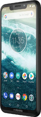 Motorola One Power negro tapa delantera lado derecho