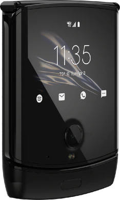 Motorola razr 2019 zwart voorkant linkerzijkant gesloten