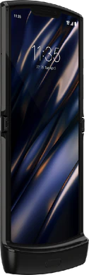 Motorola razr 2019 zwart voorkant linkerzijkant geopend