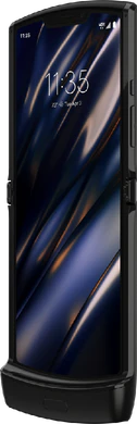 Motorola razr 2019 zwart voorkant rechterzijkant geopend