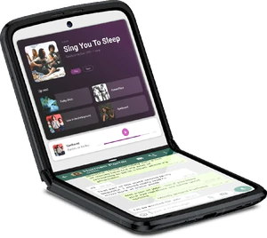 Motorola razr 2022 zwart voorkant linkerzijkant geopend