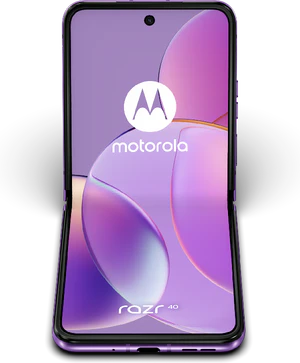 Motorola razr 40 violett Vorderseite Unterseite geöffnet
