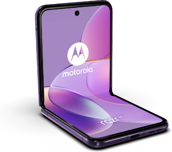 Motorola razr 40 paars voorkant linkerzijkant onderkant geopend