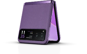 Motorola razr 40 violett Vorderseite rechte Seite geöffnet