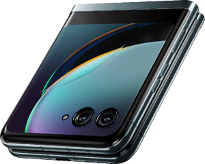 Motorola razr 40 ultra blå front bund højre side skæv lukket