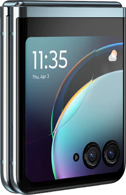 Motorola razr 40 ultra blå front venstre side lukket